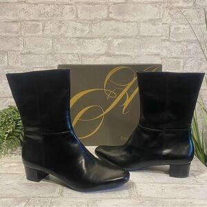 Enzo Angiolini Black Leather Ankle Boots‎ with Heel NWOT size 8.5 M